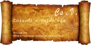 Csiszár Valéria névjegykártya